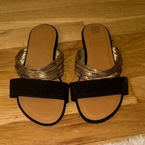 Elegant Gold and Black Women's Sandals